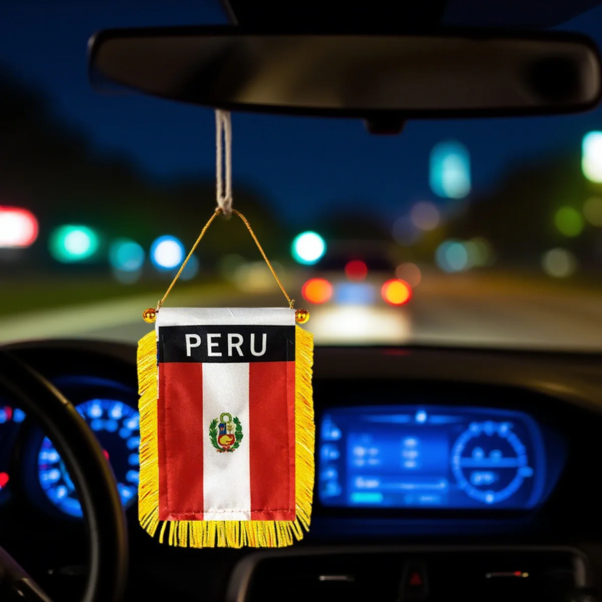 5/10 قطعة علم نافذة بيرو لافتة صغيرة على الوجهين 3x4 بوصة (8x12 سنتيمتر) مع كوب شفط وحواف مهدب-ديكور مرآة الرؤية الخلفية للسيارة #2