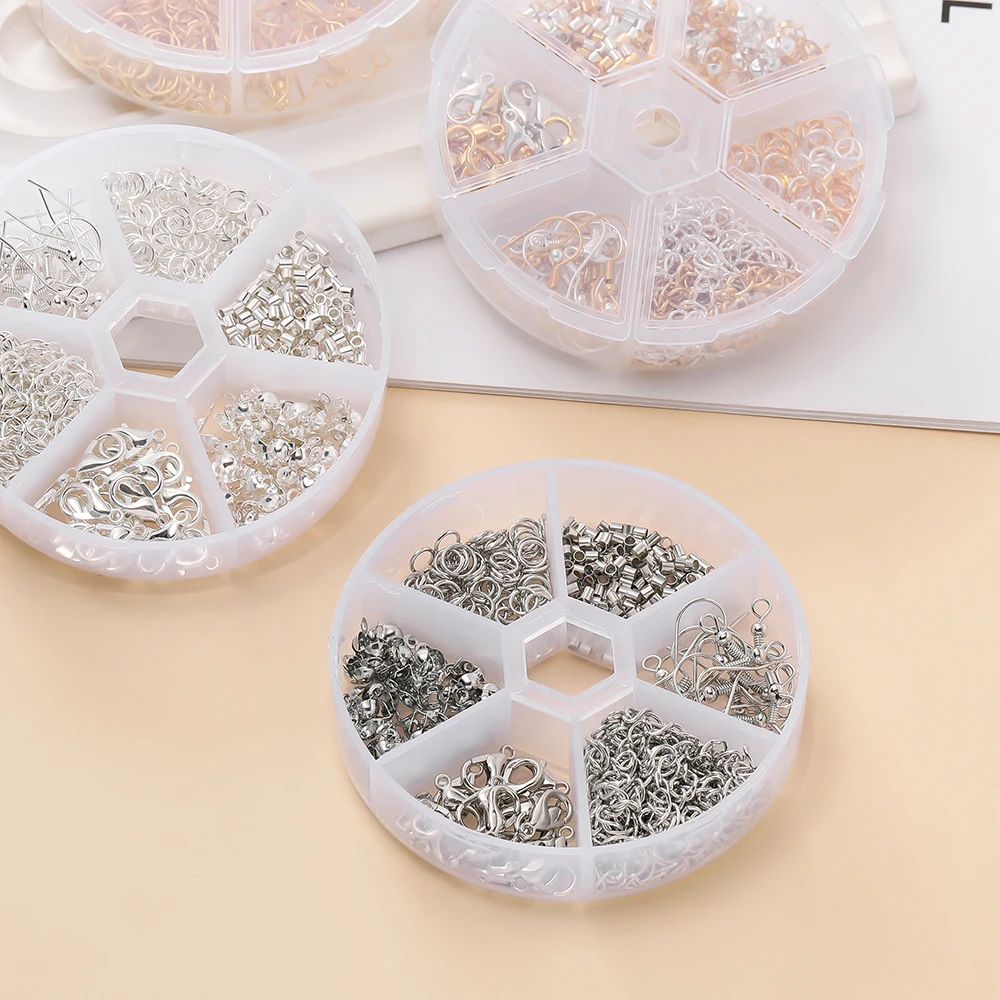 395pcs/Box Earrings Findings Lobster Clasp Jump Rings Stopper Spacer Beads Extension Chain Kits For DIY Jewelry Making Supplies - view 6