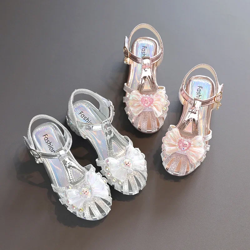 Girls' Sandals Soft Sole Closed Toe Shoes for Little Girls 2024 Summer New Children's Rhinestone Princess Shoes image 4