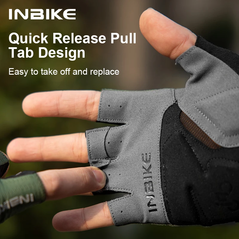 INBIKE Bicycle Gloves Summer Half Finger Shock Absorbing Cycling Gloves Bike Gloves for Men Women Pad Mountain Outdoor Road