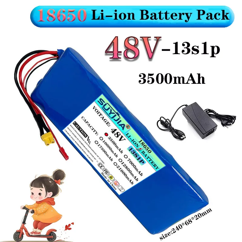 New Product 18650 Lithium Battery Pack 48V 13S1P 3500mAh Built-in BMS Protection Board 54.6V-2A Scooter Charger