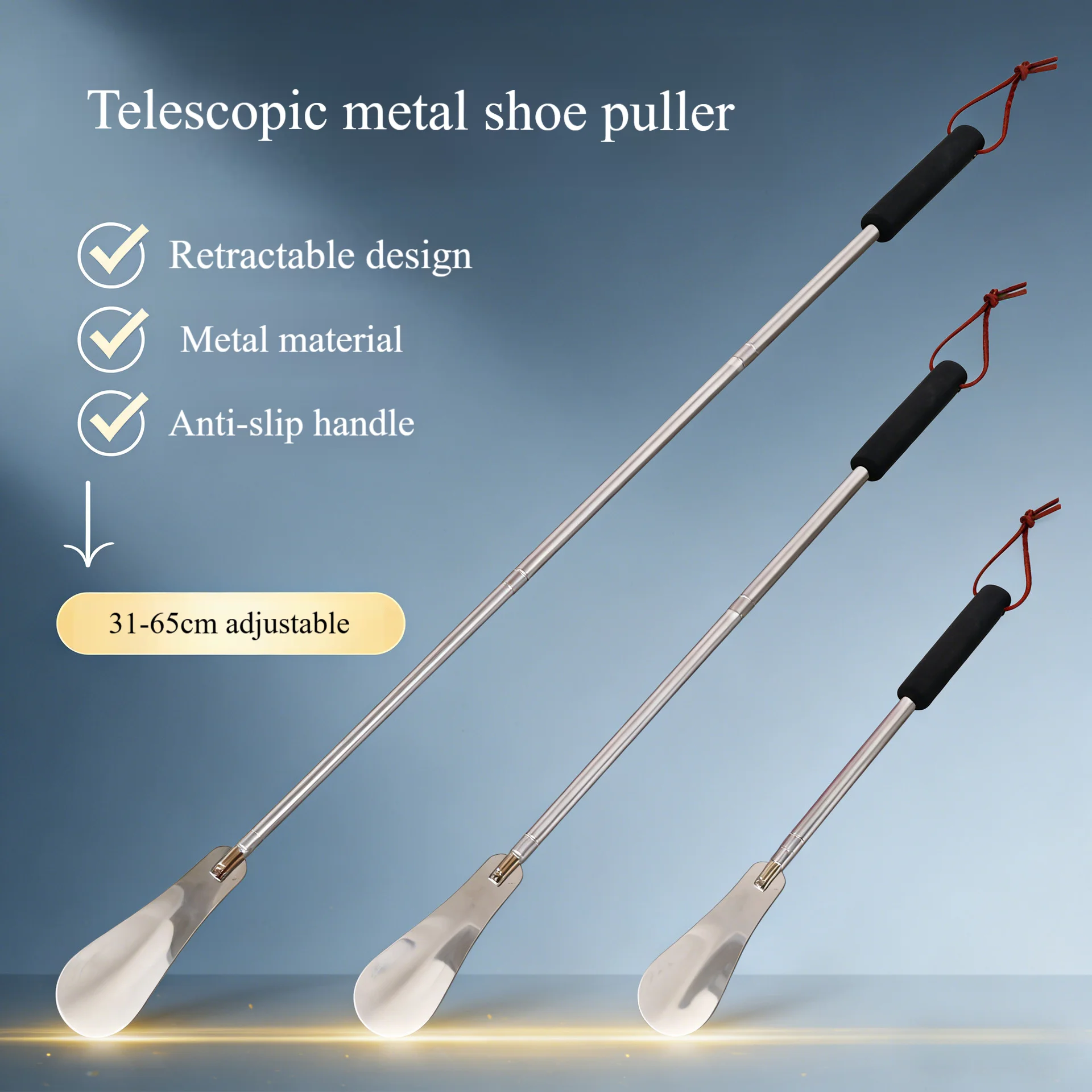 Extractor de Zapatos Ajustable de Mango Largo para Uso Doméstico, Soporte para Zapatos, Extractor Telescópico de Acero Inoxidable