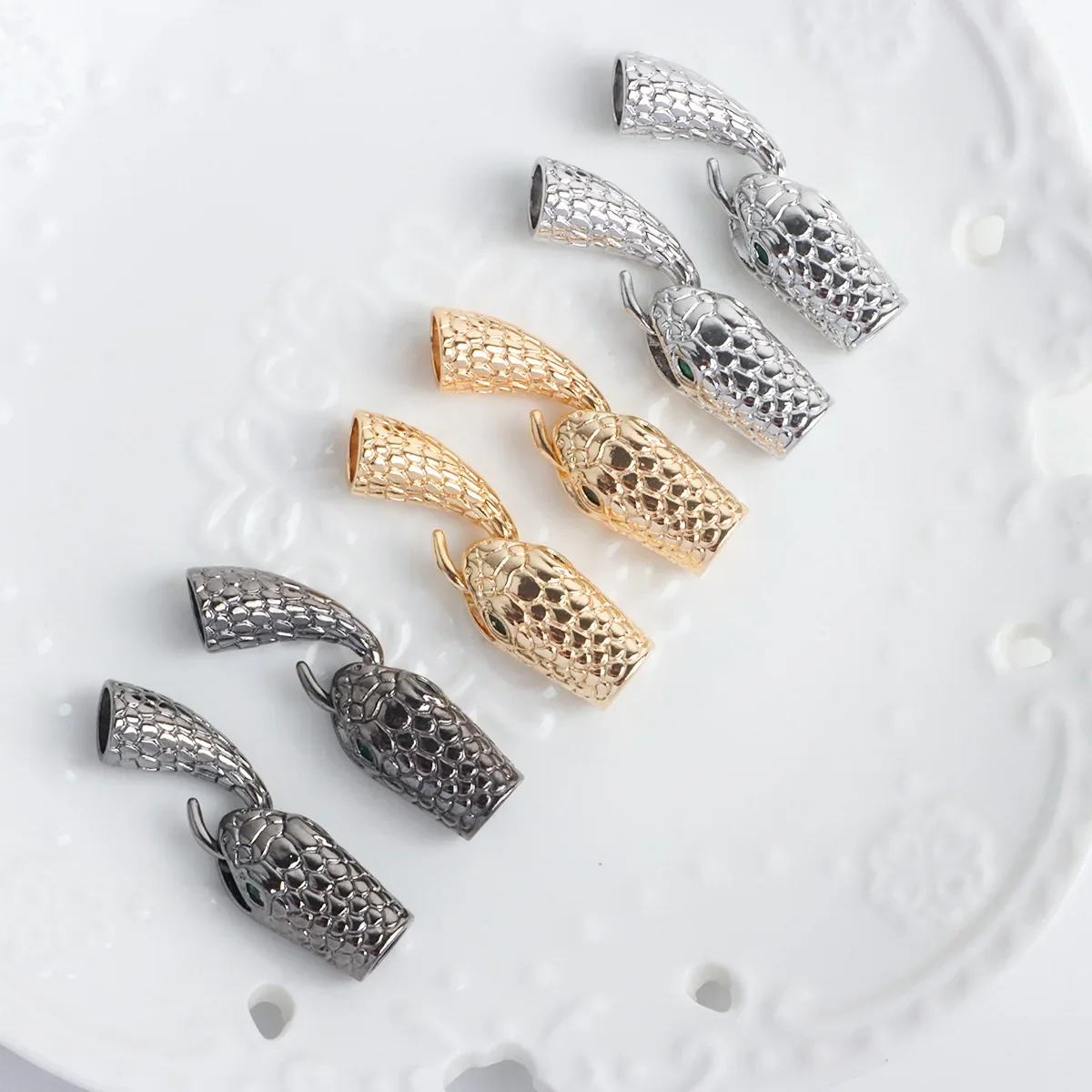 

18K Gold-wrapped Snake-shaped Button Head, Snake-head Snake-tail Hook Buckle DIY Jewelry Accessories Necklace Tail Buckle