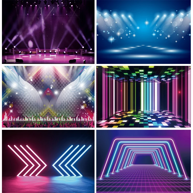 

Neon Light Stage Background Photography Cyberpunk Led Screen Music Dance 80s 90s Disco Party Decorations Banner Backdrop Fabric