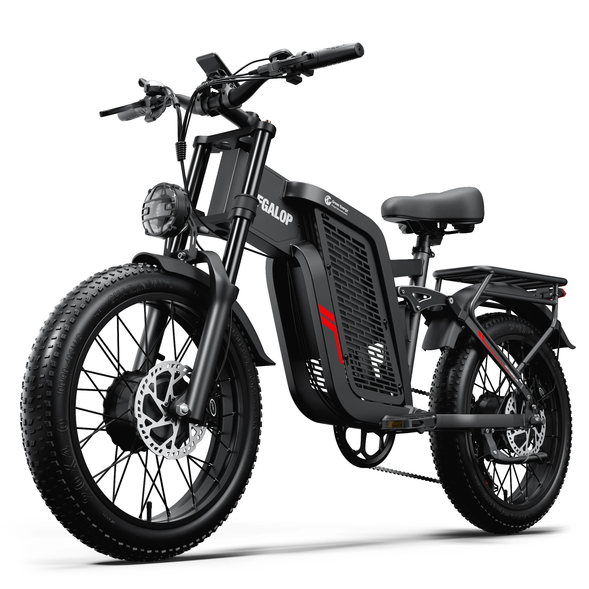 Image of F7 Elektrofahrrad für Erwachsene 48V25Ah Herausnehmbarer Akku 65KM Reichweite Hydraulische Scheibenbremsen & Doppelte Federung 20'' Schneereifen E-City Mountainbike