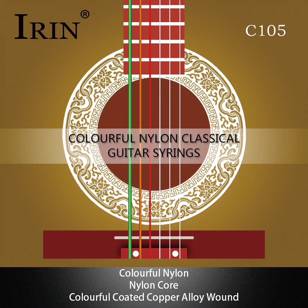 IRIN 6PCS String Classical Guitar Strings C105 Colorful High-Quality Nylon Wound Guitar String Instrument Accessorie