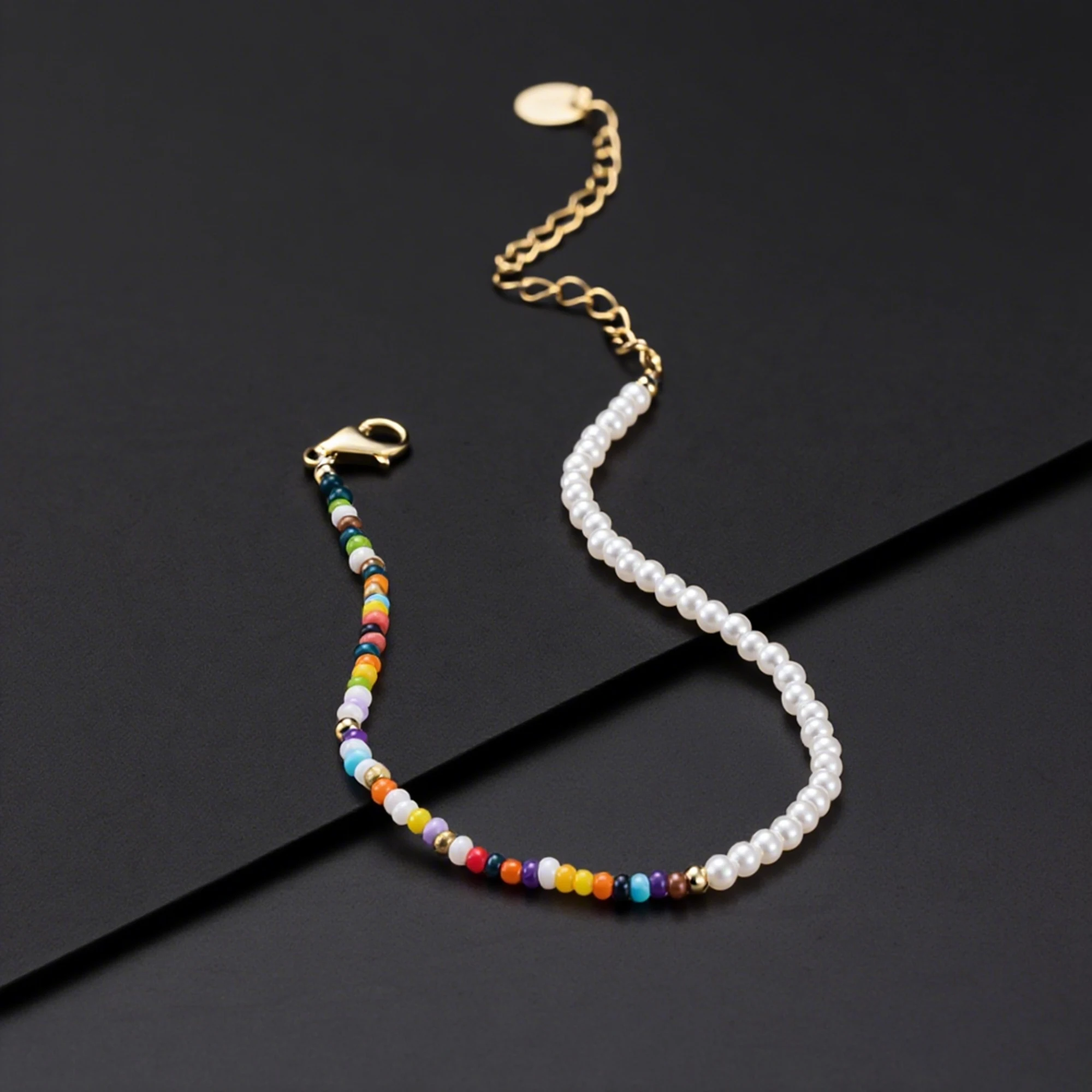 

EFFIE QUEEN S925 Silver White Shell Pearl With Colorful Beads Ornament Chain Bracelet Multi-Color Design Fashion Item Gift PSB05
