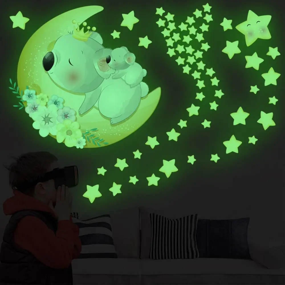 Bear Cute Background Wall Easy to Scrub Fluorescent Sticker Nightlight Star Decal Wall Sticker Glow Stickers Elephant Wallpaper