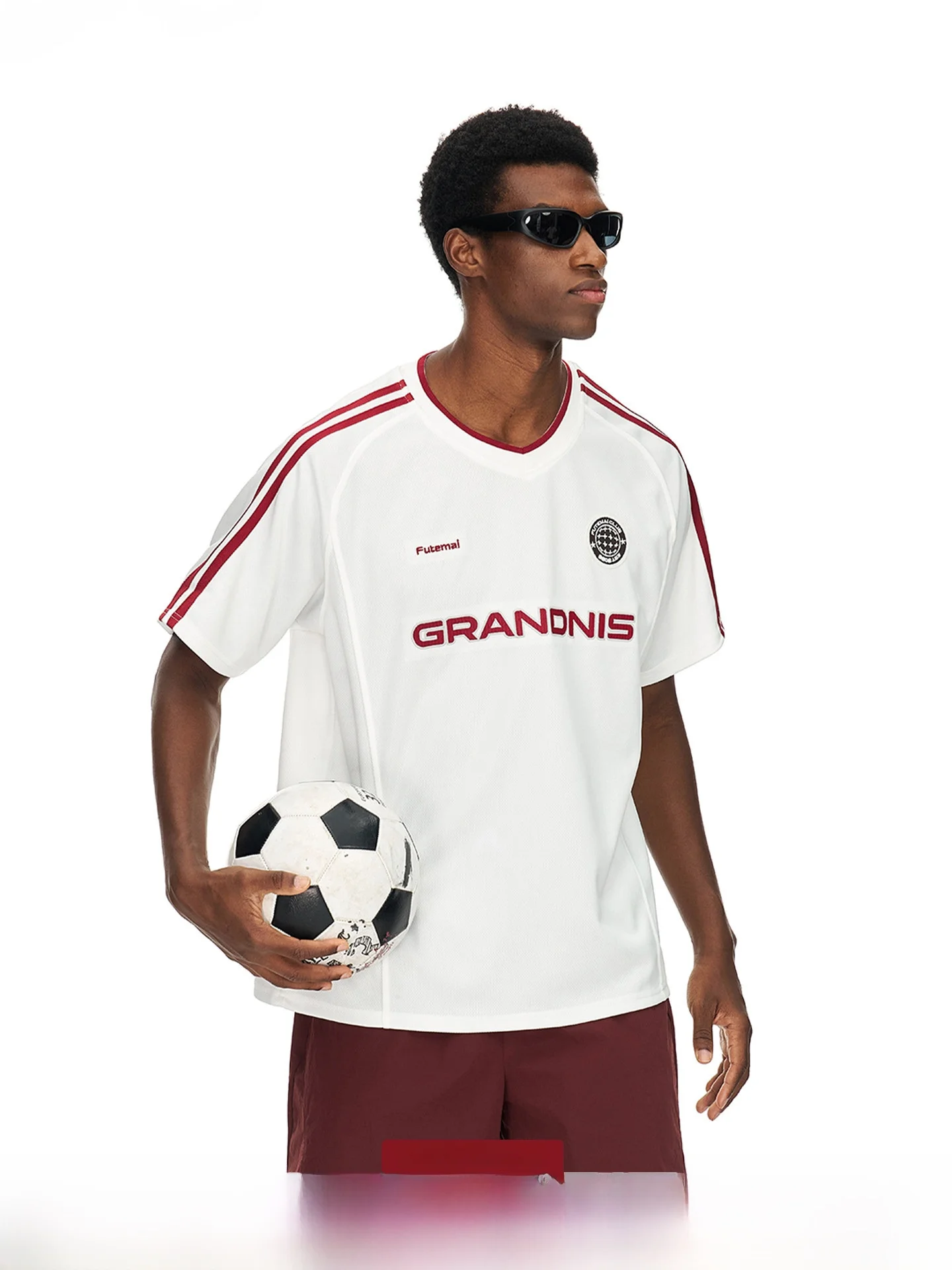 

Artannie American Sports V-Neck Ball Jersey T-Shirt Men Summer New Color Collision Couple Embroidery Short Sleeve Top