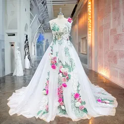 Hochzeitskleid Pastrol Ball Gown Wedding Dresses Hand Made Flowers Luxury Vestidos De Novia Off the Shoulder Elegant Gelinlik