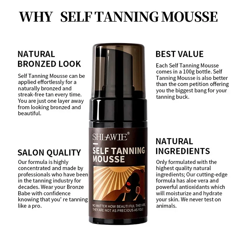 For Body Self Tanning Mousse Beach Outdoor Sunless Bronzer Spray Tan Tanning Enhancer Body Natural Tan Cream