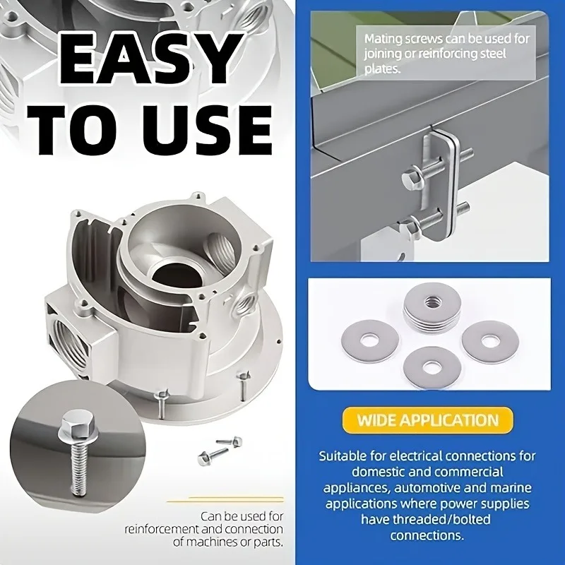 300 PCS M2.5 * 6 * 0.5 arruelas planas de aço inoxidável, parafusos de metal galvanizados duráveis e arruelas de parafuso