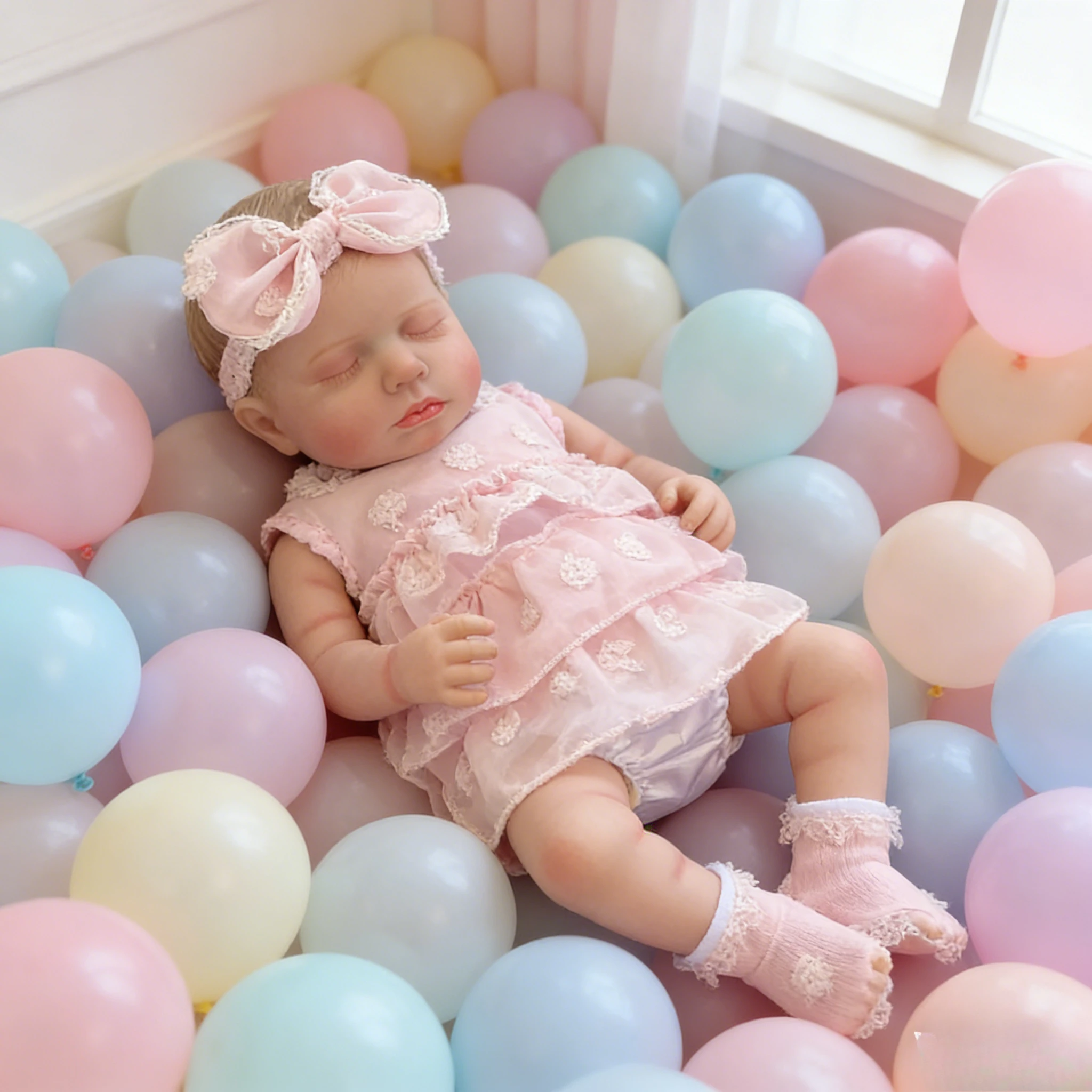 

48CM Realistic Newborn Baby Doll Loulou Handmade with 3D Painted Skin And Visible Veins Kids Toy Gift