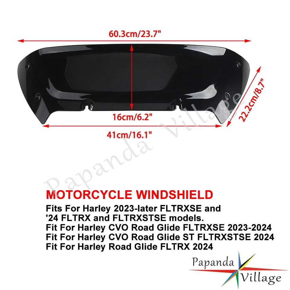 Motorcycle Accessory Windshield Windscreen Wind Deflector For Harley TOURING CVO Road Glide FLTRXSE FLTRX FLTRXSTSE 2023-2024