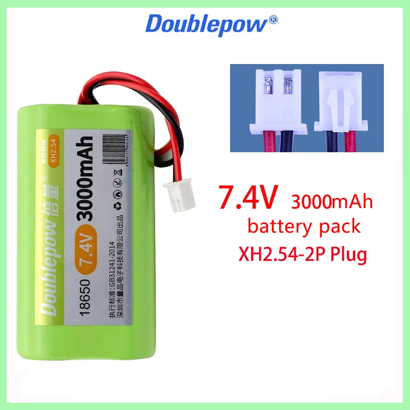 DOUBLEPOW 3000mah 7.4V 18650 Battery Pack Xh2.54-2p Plug Li-lon Rechargeable Lithium Battery + Protection Board PCB Microphone