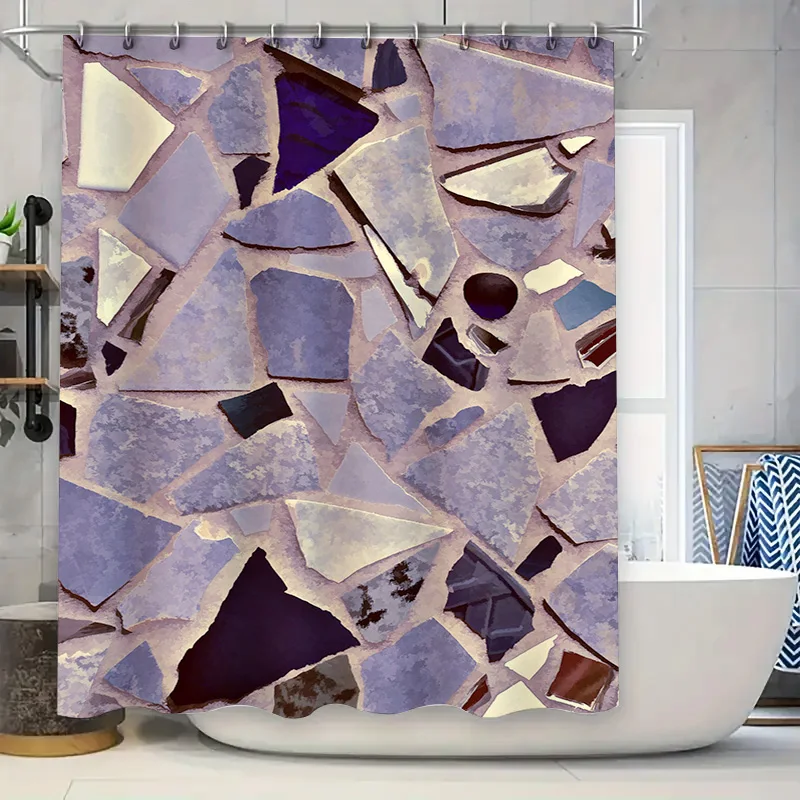 

Роскошная занавеска для душа с синим и желтым цветочным принтом: 3D водонепроницаемый полиэстер, настраиваемый декор для ванной комнаты