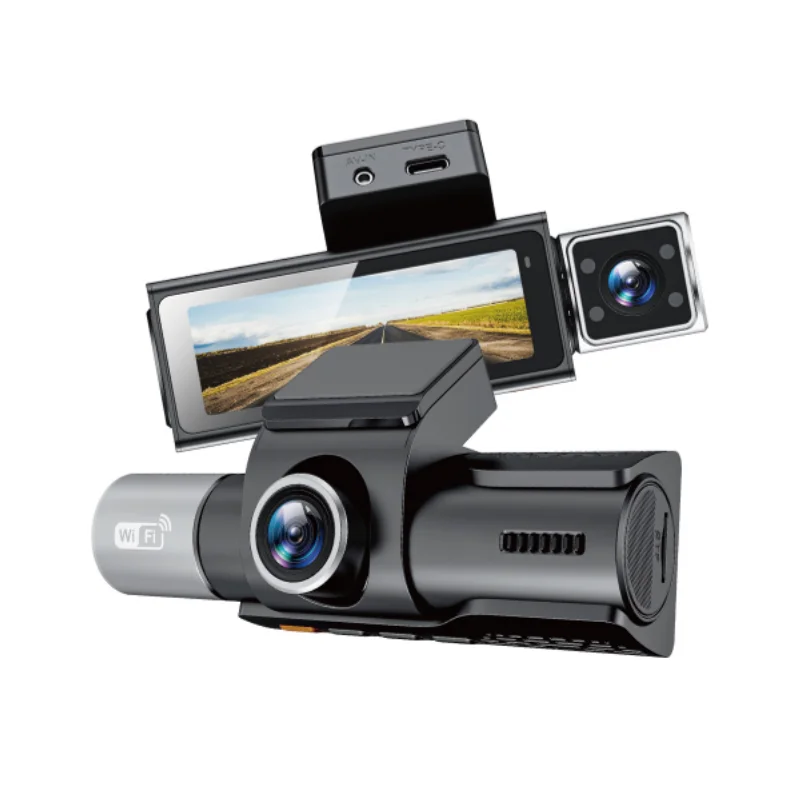 F7 3-Lens 4K Dash Cam with Night Vision GPS G-sensor Built-in WiFi Loop Recording 170 Angle