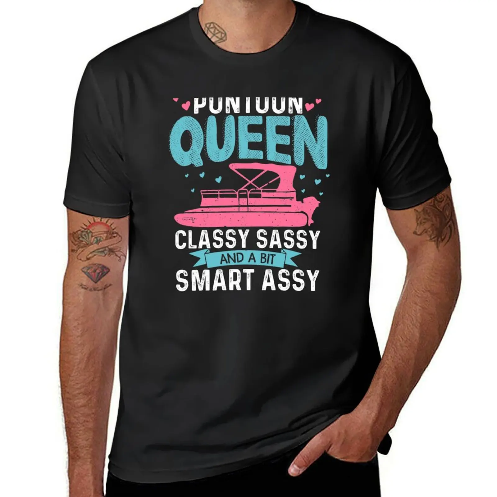 Pontoon Queen Classy Sassy and A Bit Smart Assy Funny Pontooning Gift for Women T-Shirt korean fashion sweat mens white t shirts