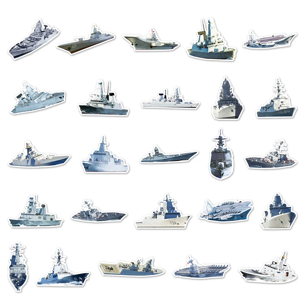 50pcs Aircraft Carrier Warship Stickers For Ipad Stationery Guitar Phone Custom Sticker DIY Craft Supplies Scrapbooking Material