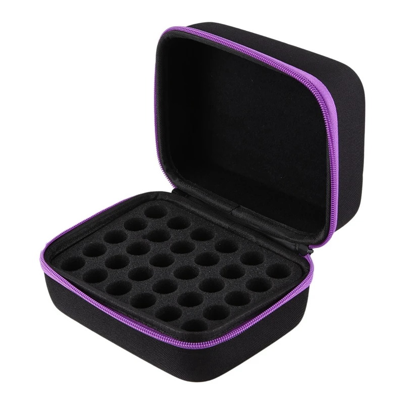 2X 6Colors Essential Oil Case 30 Bottles 10Ml Perfume Oil Essential Oil Box Travel Portable Bag Purple