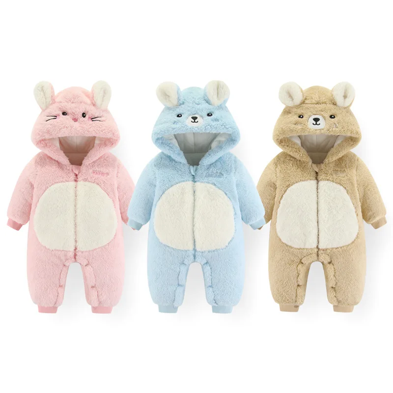 

Newborn Winter Warm Clothes in Autumn Infants Cute Cotton Jumpsuits Baby's Thickened Go Out Cartoon Romper 3 6 9 12 18Months