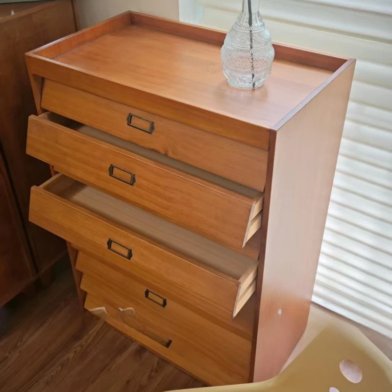 Solid wood retro multi-draw cabinet, bucket cabinet, household sundries storage locker
