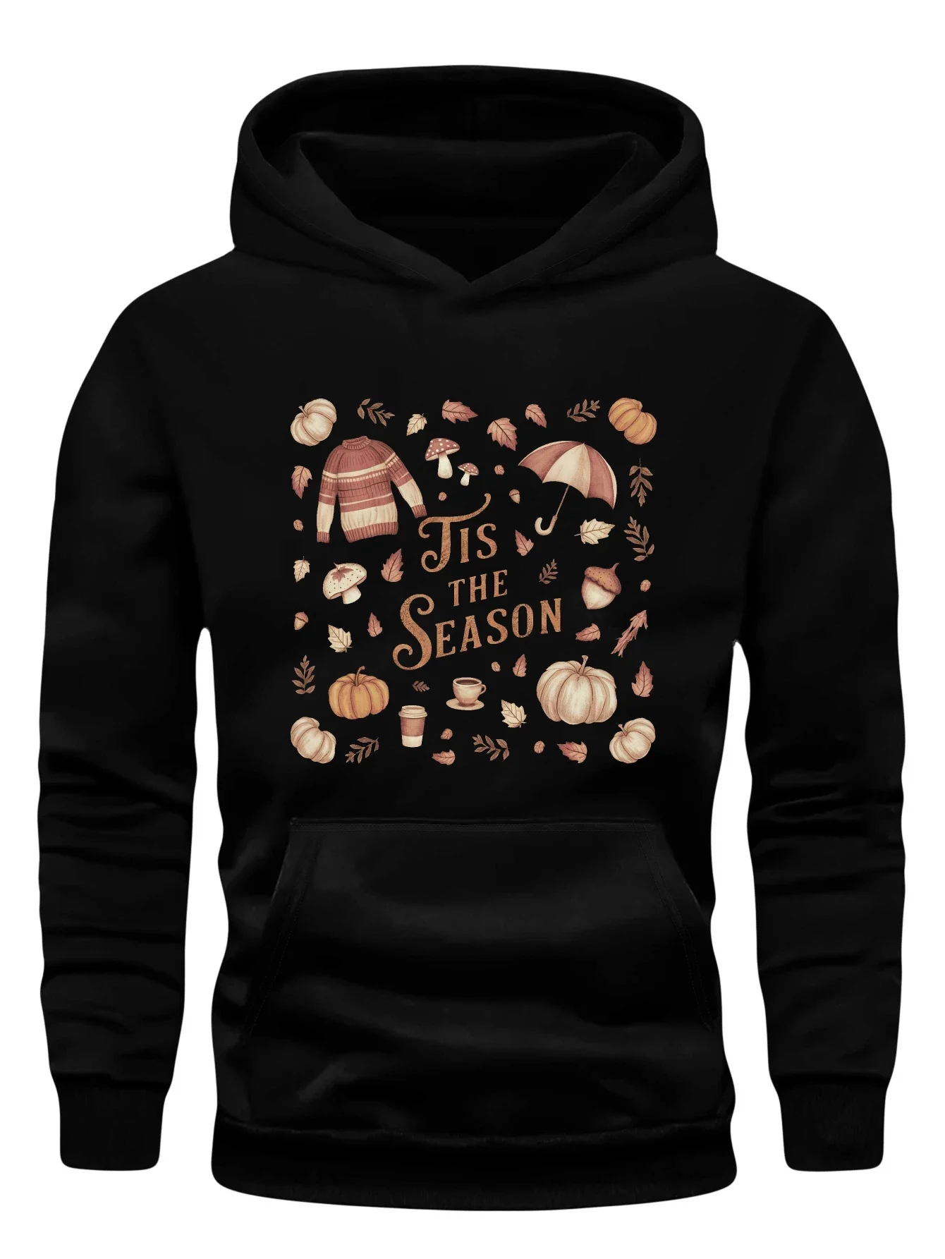 سترة بغطاء للرأس للرجال من Plus Fall Element - بلوفر خريفي مريح مع ألوان اليقطين والأوراق الخريفية - بلوفر كاجوال فضفاض