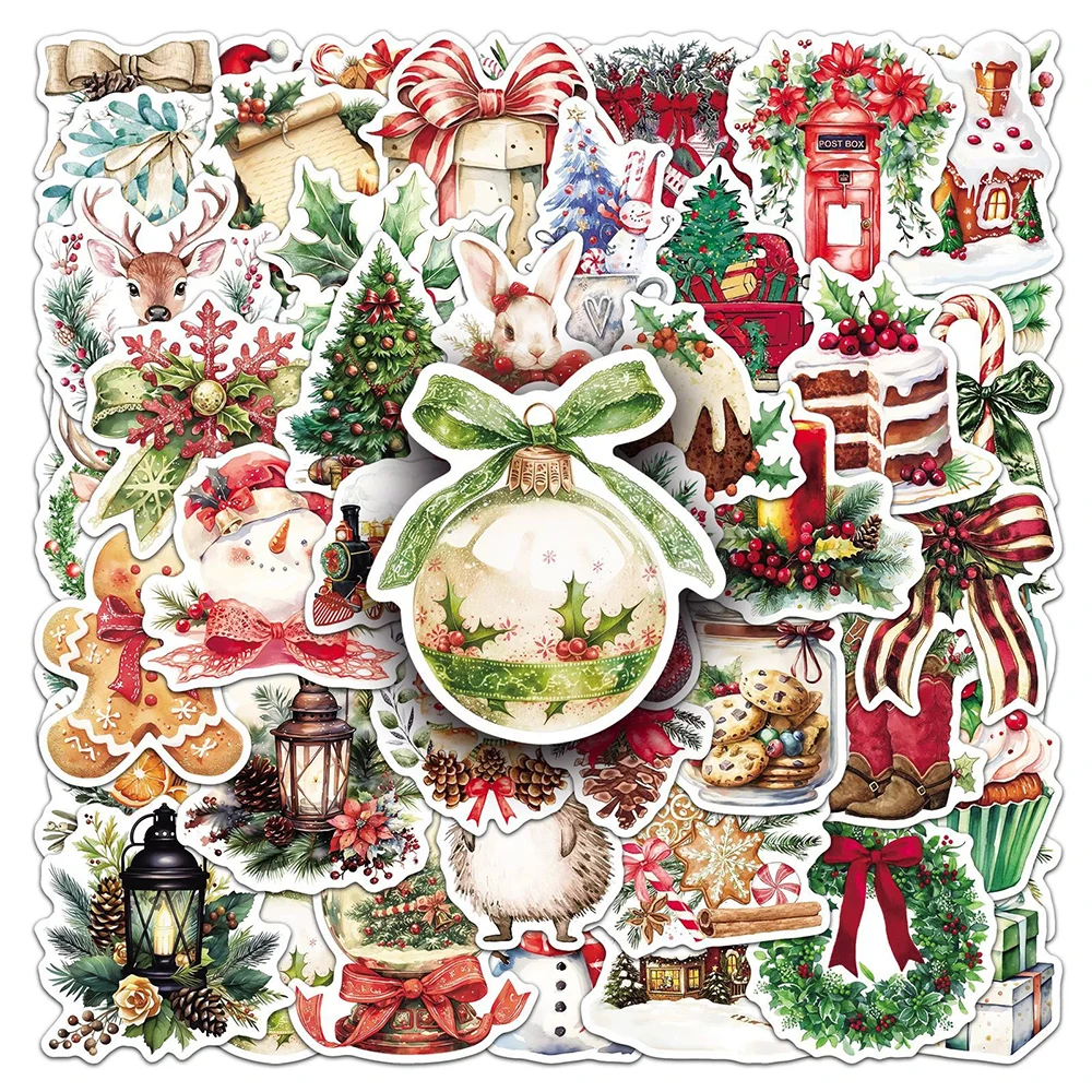 

10/30/50pcs Vintage Cartoon Christmas Graffiti Stickers Waterproof DIY Laptop Stationery Suitcase Cute Decoration Sticker Decals