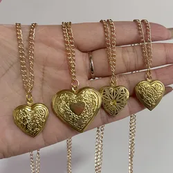Trendy Stainless Steel Heart Locket Necklace for Women Girls, Can Be Opened Reliquary Pendant,with Family BFF Collar Jewelry