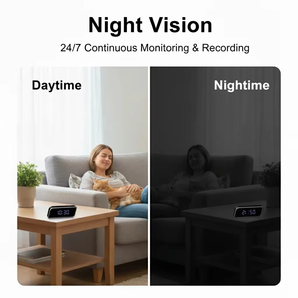 Digital Clock Camera 1080P FHD Wireless WiFi Cameras with Night Vision 2600mAh Battery APP Control Motion Detection Camcorders view 4