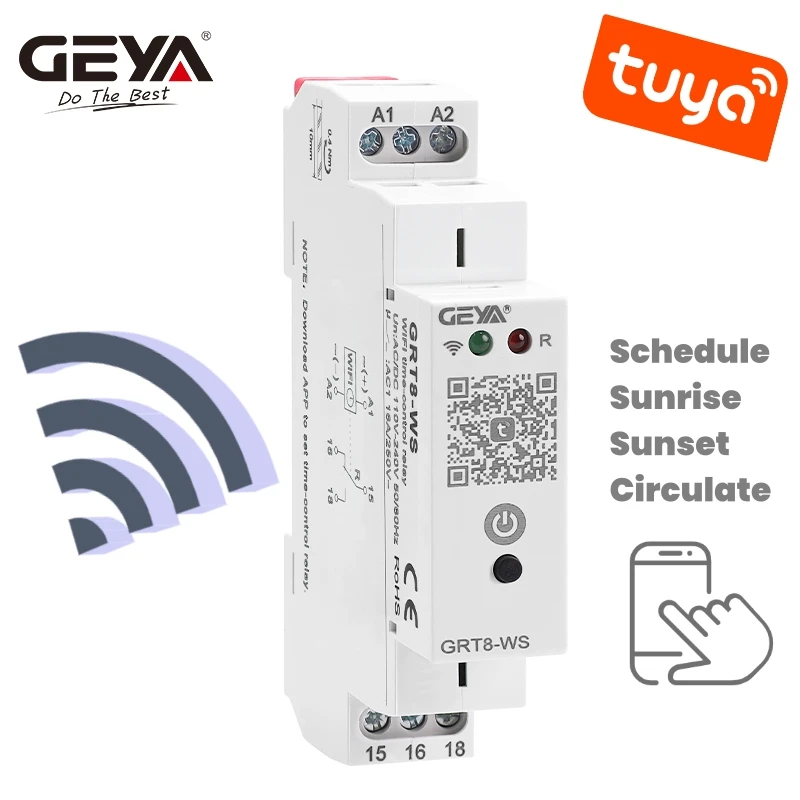 

WiFi-реле GEYA TUYA — 16 А переменного/постоянного тока, 110–240 В, интеллектуальное управление временем и дистанционный переключатель для умного дома