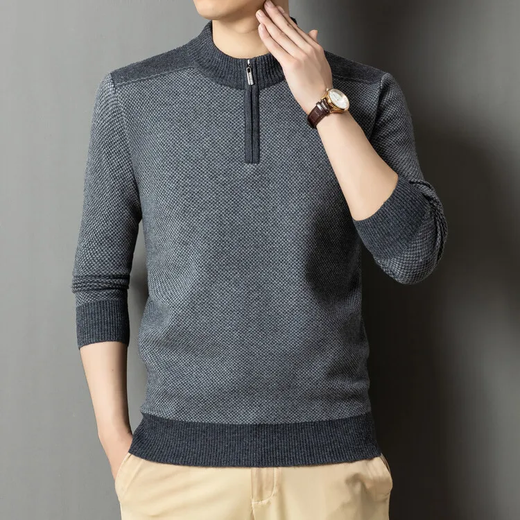 

Утепленный мужской свитер из флиса для осени и зимы, теплый базовый слой для мужчин среднего и старшего возраста, модный.