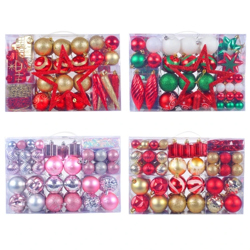 KX4B Christmas Ball Ornament 102pcs/box Decorations Hanging Ornaments Set for Christmas Holiday Festival Home