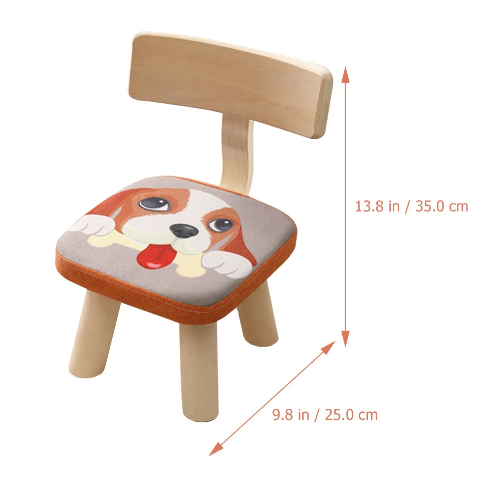 Children Back Dog Pattern Wooden Anti-Fall Stool For Kids Stool For Kids Bedroom Kindergarten Anti-Fall Support Removable Cover