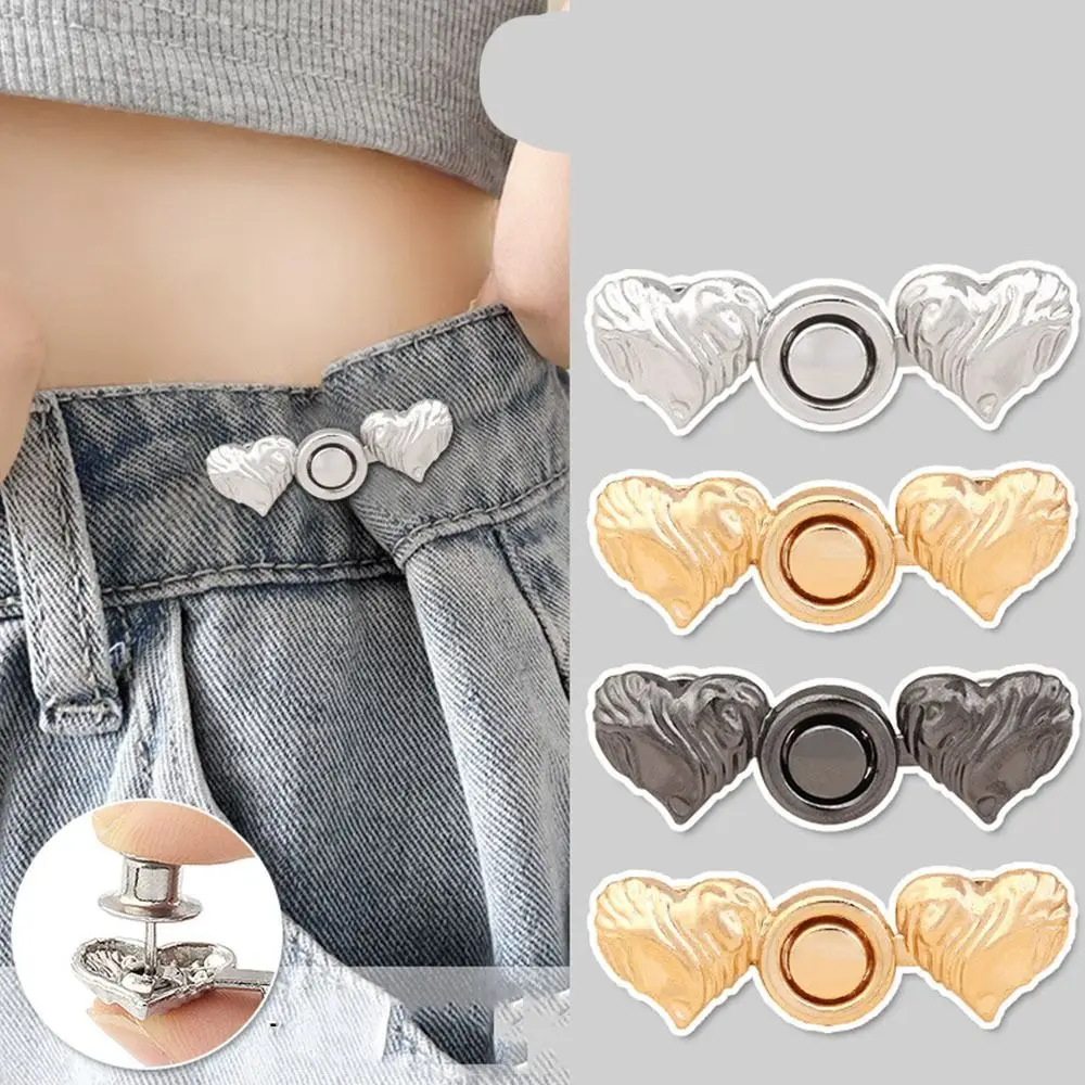 Love Heart Waist Buckle Button Clasps Sewing Tighten Waistband Adjustable Waist Clip Slim Waist Ornaments Decor