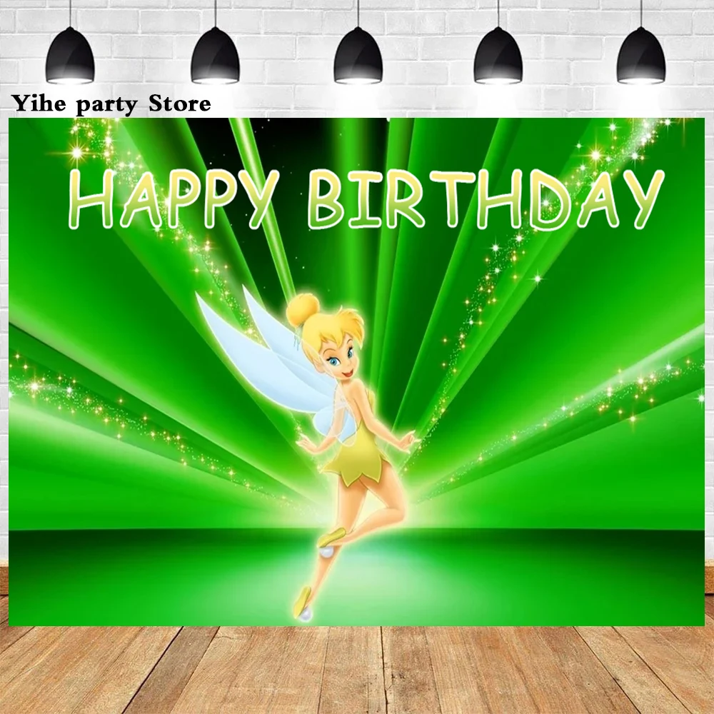 Cartoon Little Fairy Tinker Bell Princess Theme Birthday Party Supplies Balloons Baby Shower Custom Background For Girl Gifts