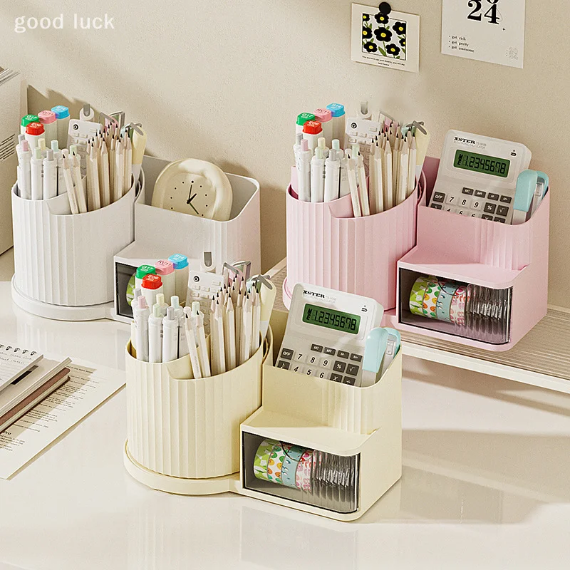 Removable Rotating Pen Container Multi-function Classified Storage Pen Holder ABS Large Capacity Makeup Brush Box Home