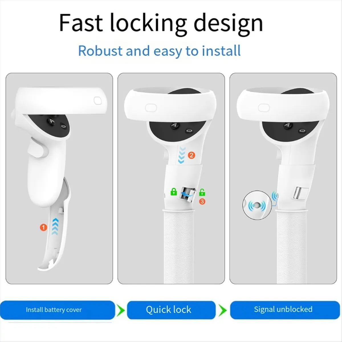 AABFK 5-in-1 VR-Controller-Adapter für Meta Quest 3, Griffe, Verlängerungen, lange Arme für Quest 3 VR Golf-Zubehör, Weiß