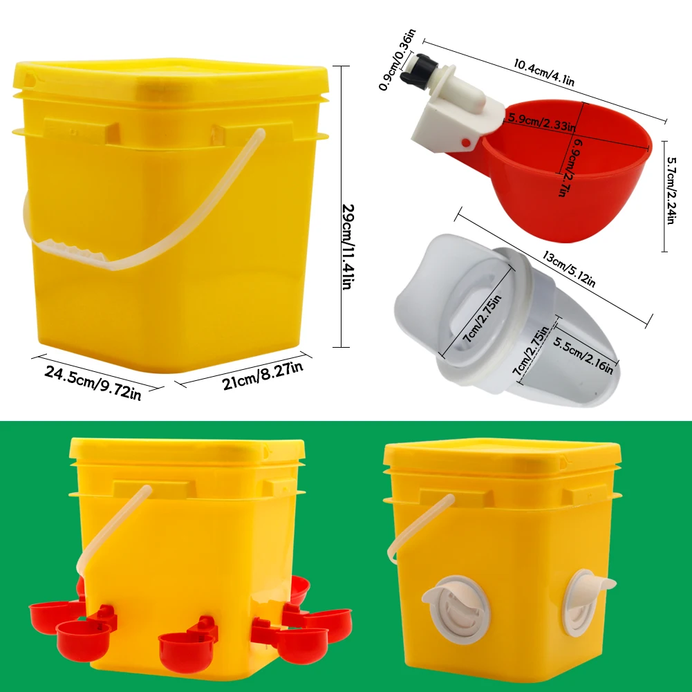 Abbeveratoio per polli per pollame Abbeveratoio per poule Forniture agricole a gravità Alimentatore antipioggia 4 porte e bevitore 8 fori per pollame