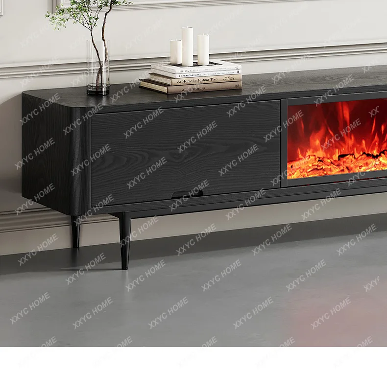 HHMedieval Style Floor-to-ceiling Fireplace TV Cabinet Simulated Flame Fake Fire Embedded Electronic Fireplace Decorative Coun