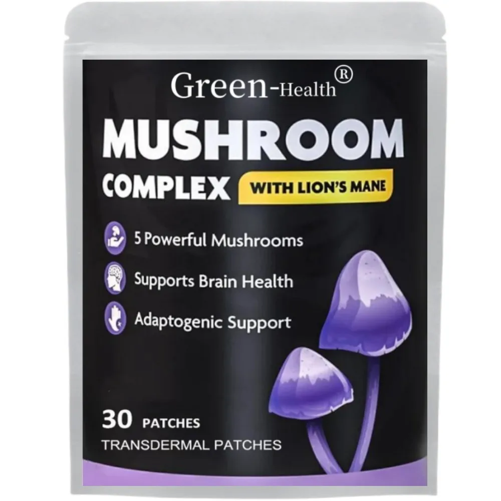 

30 Patches 5 in 1 Mushroom Complex Transdermal Patches Lion's Mane, Chaga, Maitake, Shiitake, Reishi Focus & Memory Support