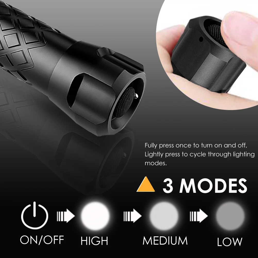 UniqueFire 1407 38MM Lens LED Flashlight Set Red Light 3 Mode Zoomable Tactical Night Hunting Light For Fishing Hunting Detector