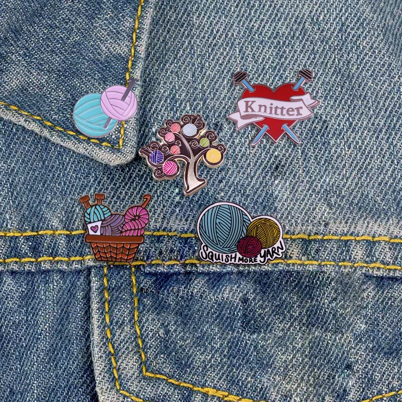 Fashion Knit Badge Yarn Art Enamel Pin Women\'s Brooch Sweater Shirt Coat Backpack Pin Cute Stuff Jewelry Accessories