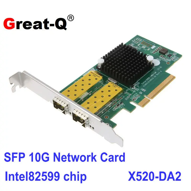 

X520-DA2 10-гигабитная Ethernet-карта Сетевой кабель Двойной PCI-E Двухпортовый сервер 82599ES SFP Видеокарта E10G42BTDA