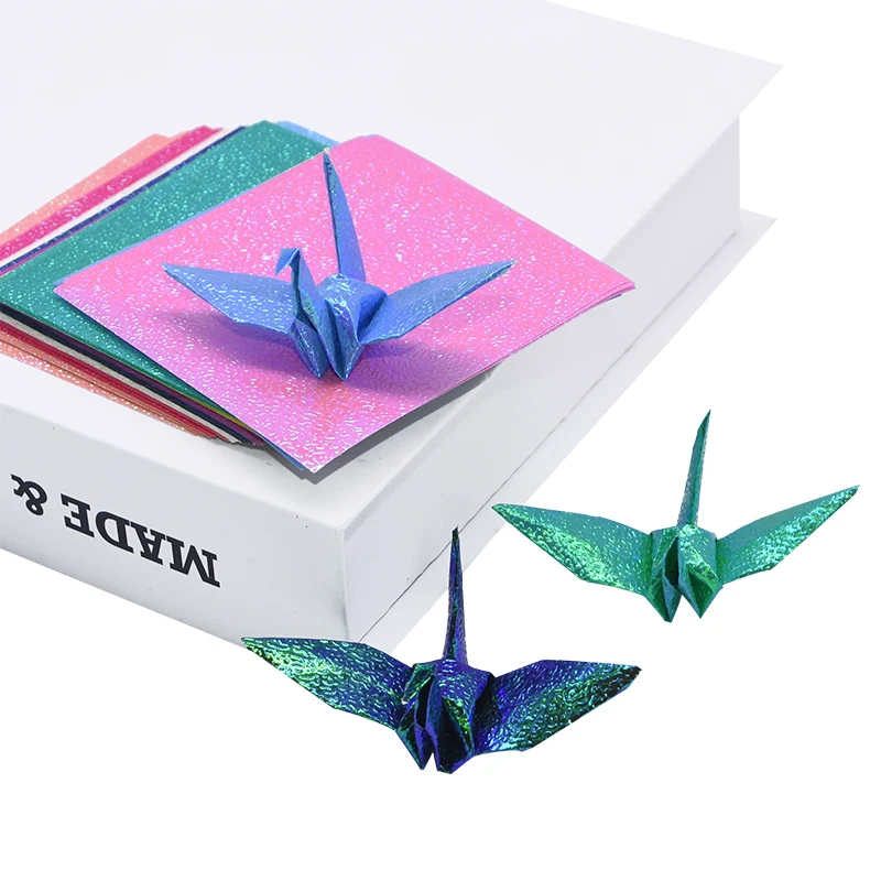 50Pcs/ Set Square Origami Pearl Paper Thousand Paper Cranes DIY Scrapbooking Craft Handmade Origami Folding Materials