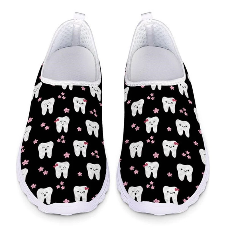 

Dental Teeth/Dentist Equipment Pattern Slip On Flats Summer Loafers Women Casual Shoes Mesh Ladies Sneakers Comfort Female Shoes