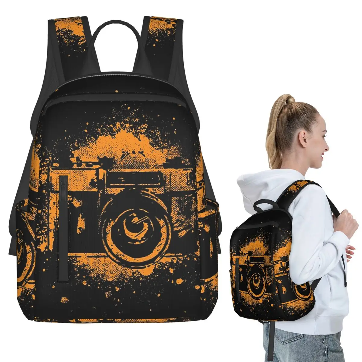 Retro Camera Artistic Backpack Student BookBag Children School Bag Computer Shoulder Bags Men Women
