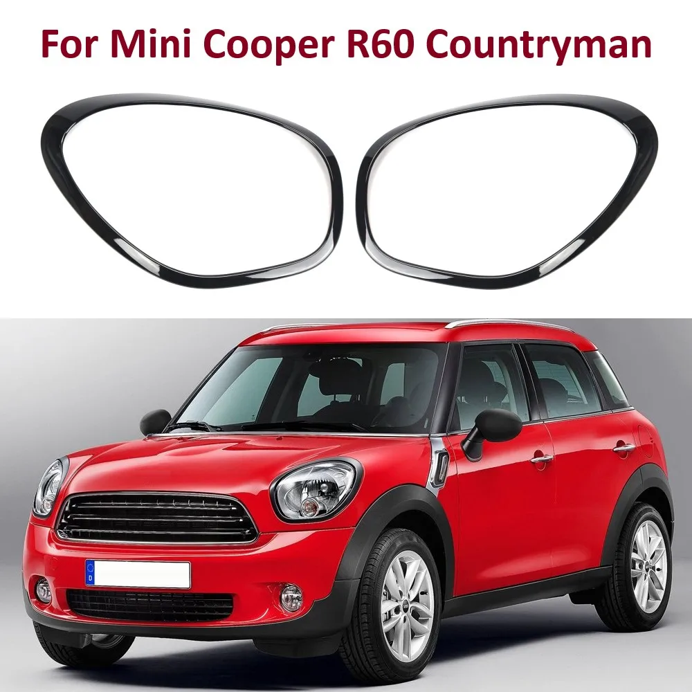 1 Pair Gloss Black Car Headlight Ring Bezel Trim Surround Cover Fit For Mini Cooper R60 Countryman 2011 2012 2013 2014 2015 2016