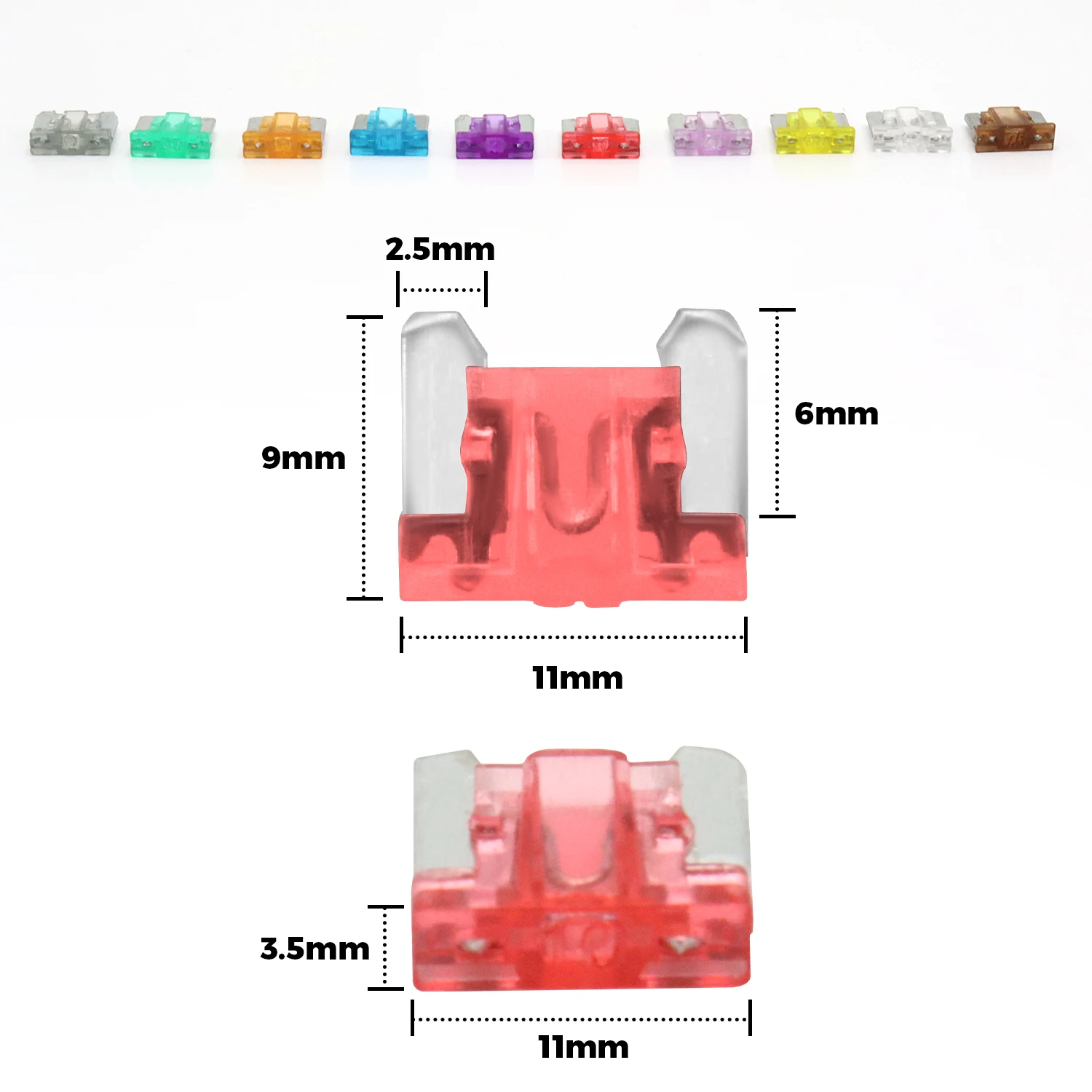 100/50pcs Car Truck Micro Blade Fuses 2A 3A 5A 7.5A 10A 15A 20A 25A 30A 35A AMP Mini Size Fuse Plastic Box Assortment with Clip