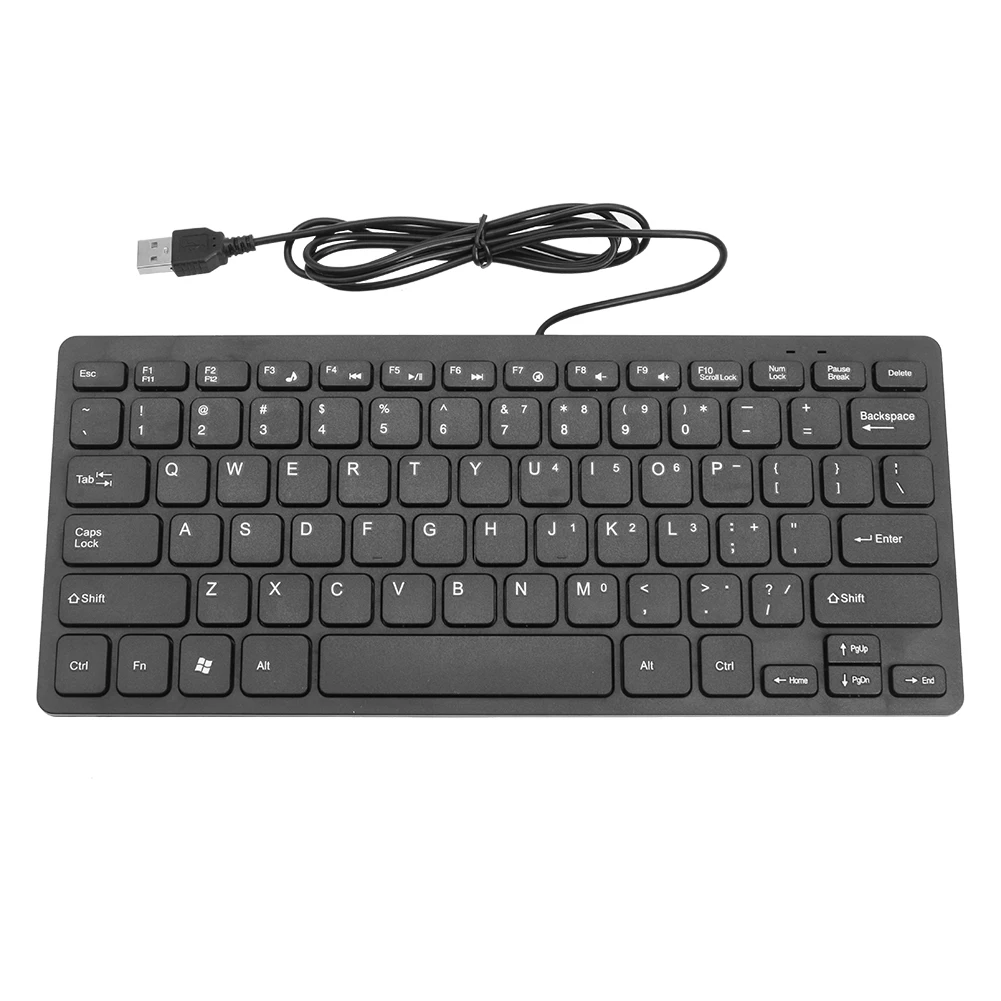 K1000 Super Slim USB Mini Multimedia Wired Keyboard 78 Keys Kaypad for Notebook